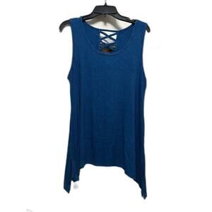 Faded Glory Lattice Shark Bite Tank Teal Blue Flowy Size XL (633)